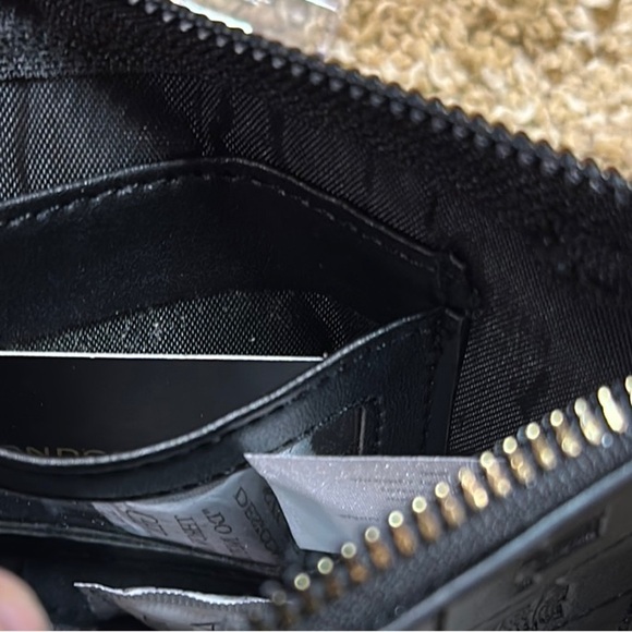 London Fog Collection Embossed Wristlet Clutch Double Pouch Black & Gold NWT - Picture 15 of 15